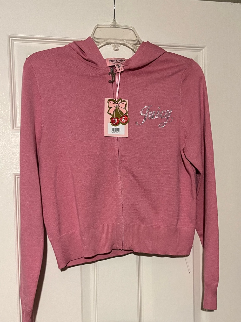 Juicy Couture Dusty Rose Rhinestone Logo Zip Hoodie